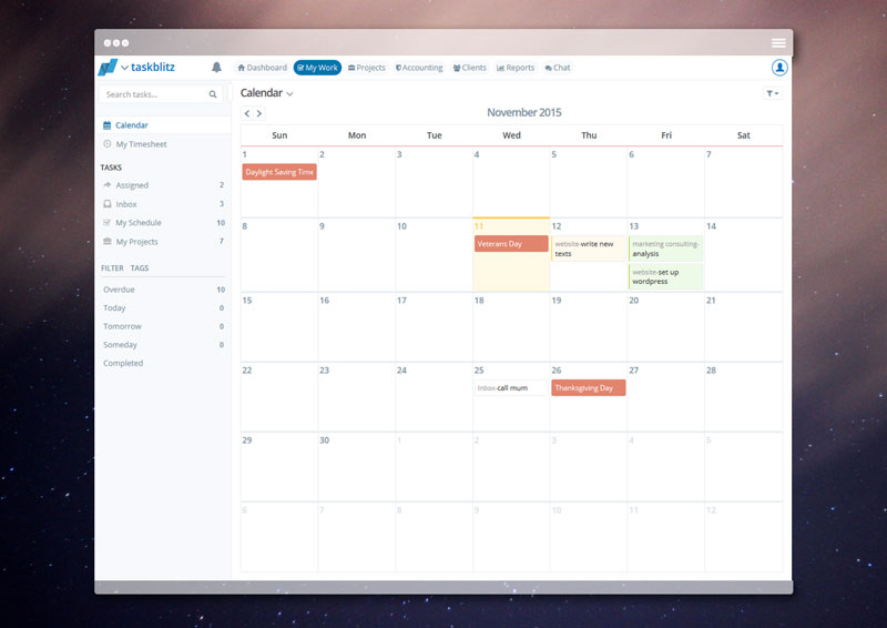 Browser Calendar My Work 